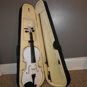 Violin String Instrument White Beginner Friendly Case Bow Chin Rest